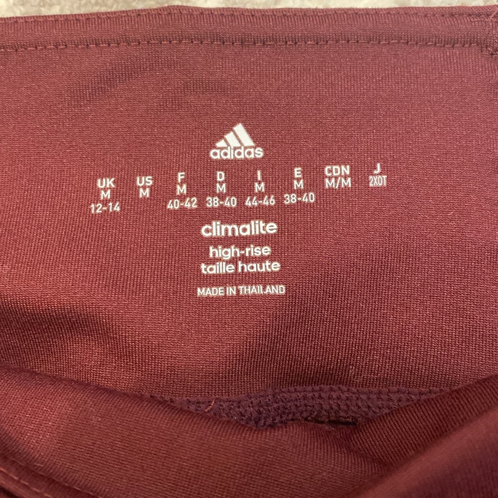 ADIDAS Maroon Crop Leggings, Medium - Picture 3 of 4